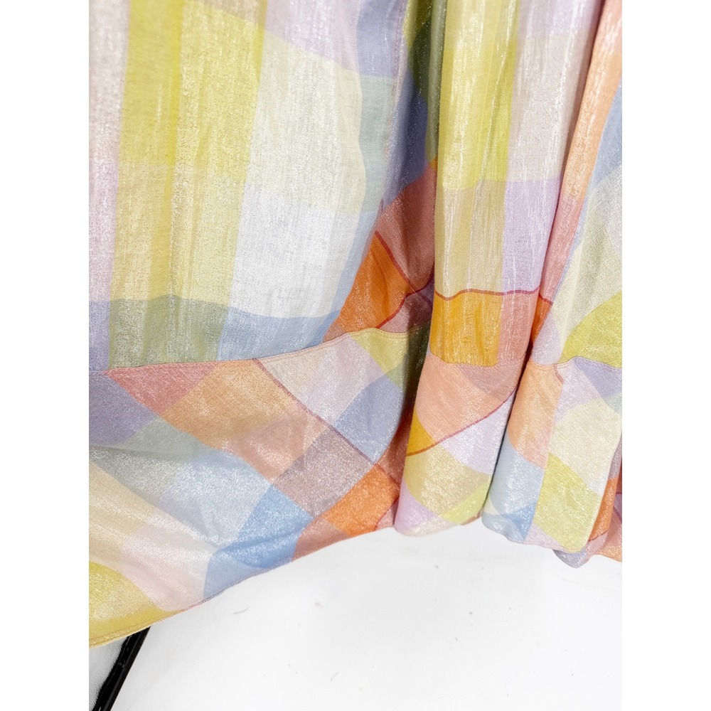 Anthropologie Pilcro Plaid Tent Maxi Dress Shimmer Pastel Metallic 2X Plus Size - Picture 9 of 10